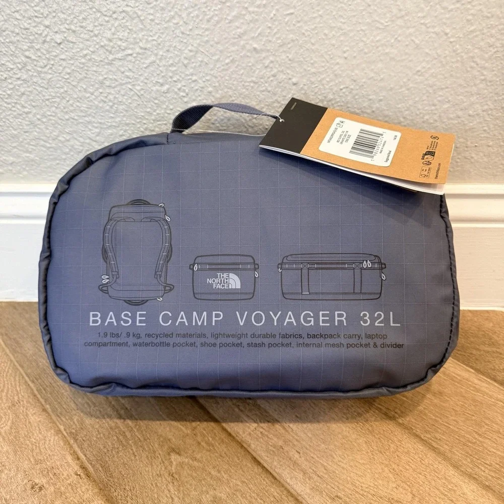 The North Face Base Camp Voyager 32L Duffel Granite Grey Travel Backpack Bag